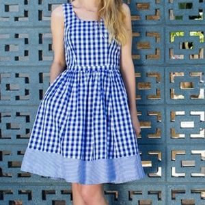 Bea & Dot Pinup Gingham Blue White Fit Flare Dress